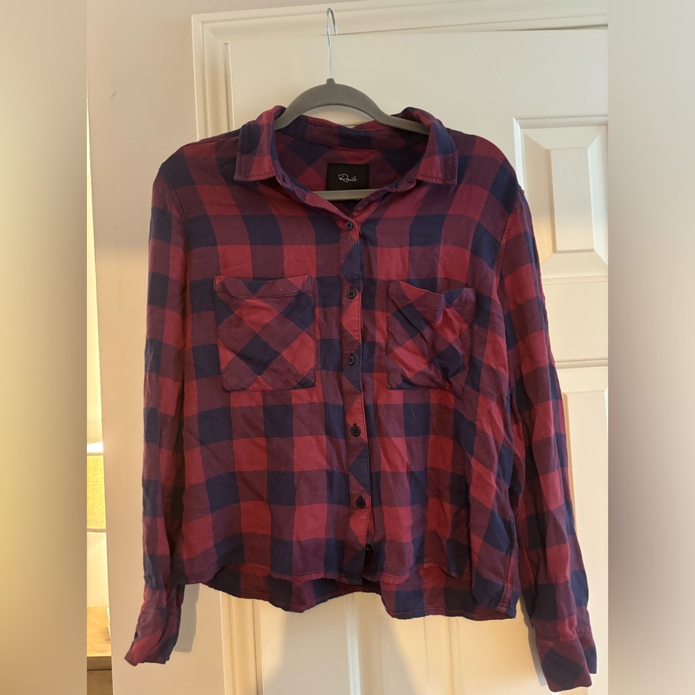 Rails Red and Blue Plaid Boxy Button Down Shirt